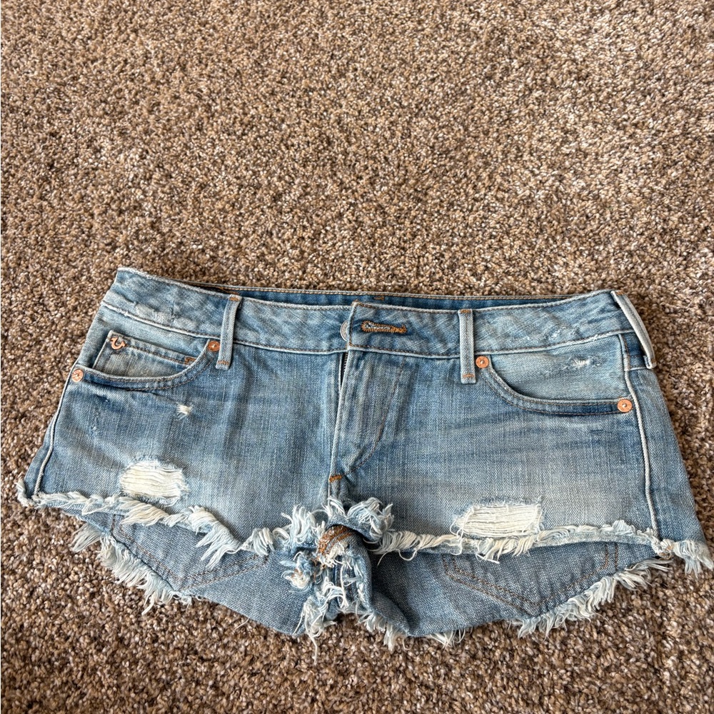 True Religion Denim Distressed booty Shorts